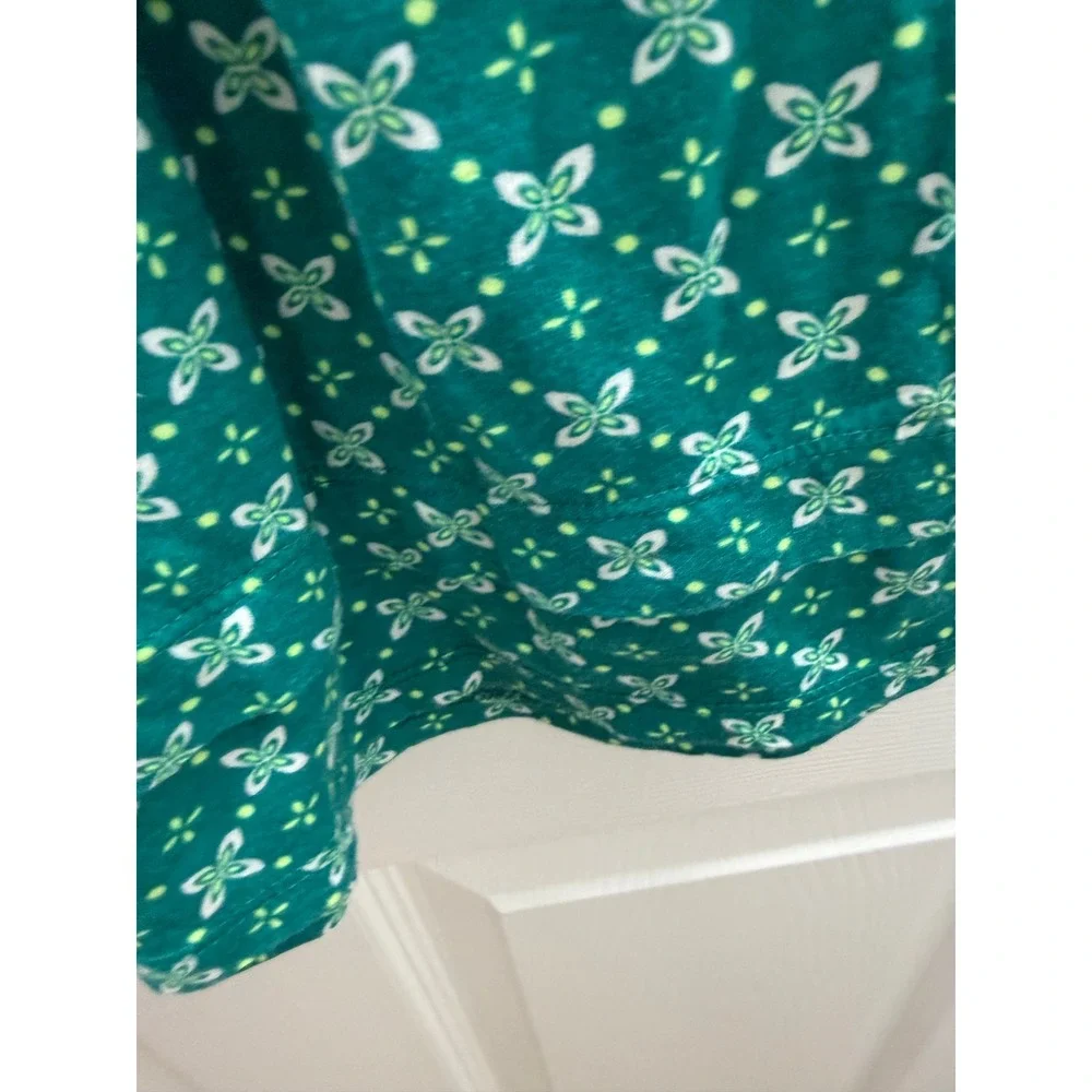 Old Navy Girls Teal Floral Drop Waist Dress Long Sleeve Cotton Modal L 10-12